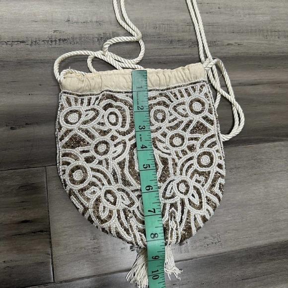 NWOT Free People Penny Beaded Pouch Bag Drawstring Cream One Size OS - Picture 7 of 9